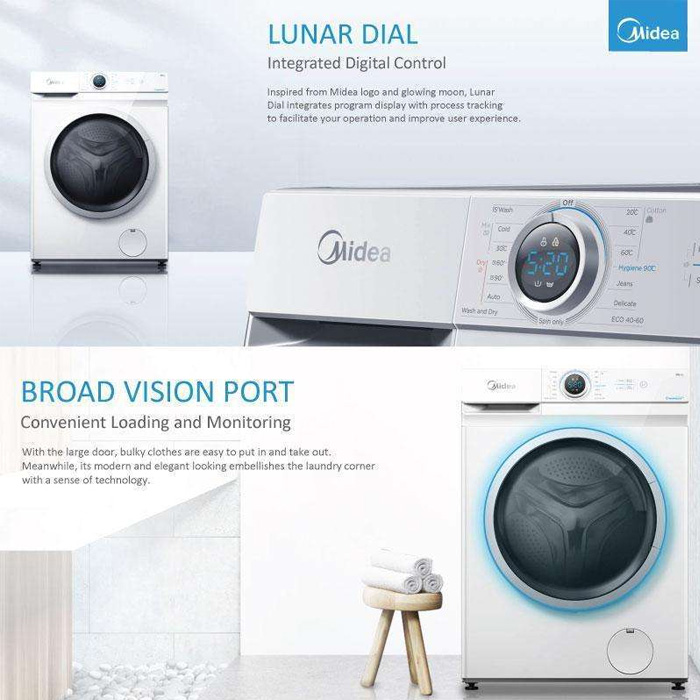 Midea Mesin Cuci 1 Tabung Front Loading Inverter 8.5 Kg - MF100W85B | MF100-W85B